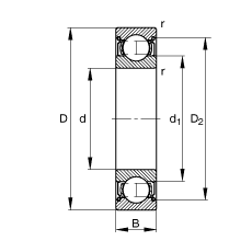 S 6305-2Z,  DIN 625-1 ˜ʵҪߴ, ɂg϶ܷ